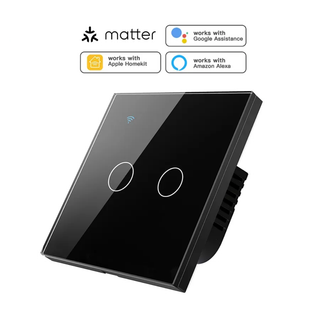کلید هوشمند دوپل زیگبی مشکی 2 پل zigbee tuya تویا کلید لمسی زیگبی دو پل