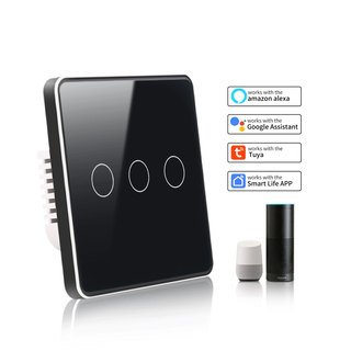 کلید هوشمند سه پل زیگبی تویا zigbee tuya کلید لمسی ۳ پل هوشمند ضدخش حاشیه متال فریم متال
