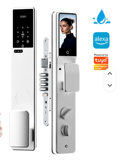 دستگیره هوشمند تشخیص چهره اسکن کف دست ضدآب تویا وایفای tuya wifi دستگیره هوشمند سفید