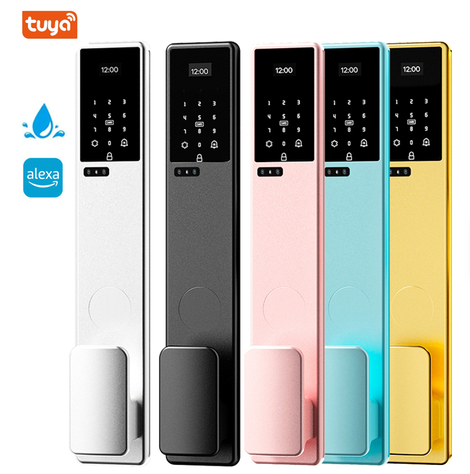 دستگیره هوشمند تشخیص چهره اسکن کف دست ضدآب ip68 تویا وایفای tuya wifi دستگیره هوشمند سفید