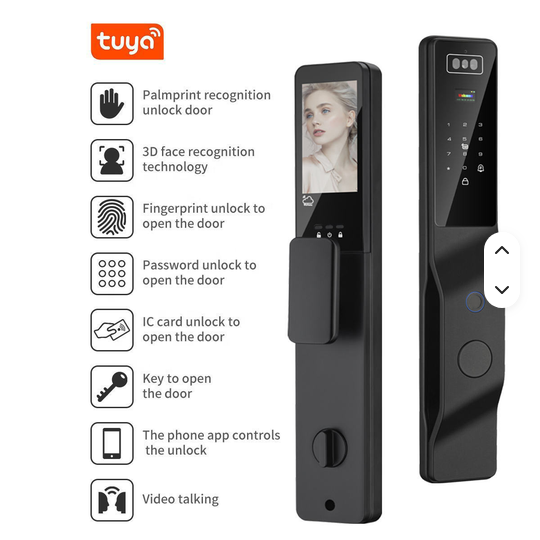 دستگیره هوشمند تشخیص چهره اسکن کف دست تویا وایفای tuya wifi باتری 4200 مدل DDL9 TUYA