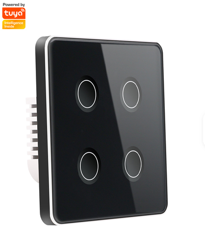 کلید هوشمند 4 پل زیگبی کرو مقعر حاشیه متال تویا tuya zigbee کلید هوشمند چهار پل لمسی حاشیه متال زیگبی